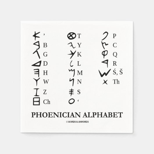 Alfabet Linguistics-taalsymbolen voor Phoenicisch  Servet (Voorkant)