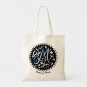 Alfabet M Monogram Handschrift Tote Bag (Voorkant)