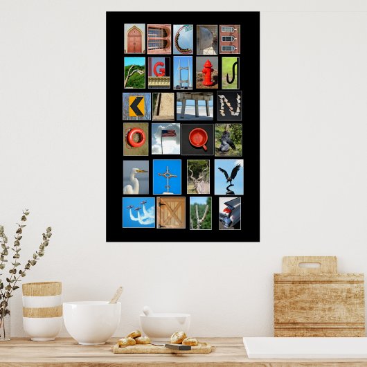 Alfabet met afbeeldingen letters poster (Keuken)