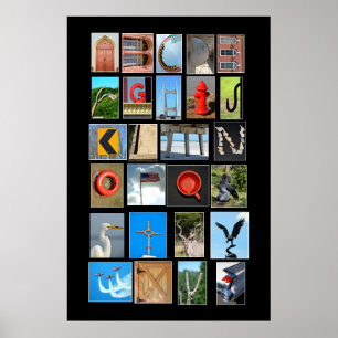 Alfabet met afbeeldingen letters poster