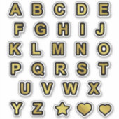 Alfabet met zwarte en goudhoofdletters sticker (Voorkant)