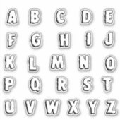 Alfabet Monogram Letters Initiaal Sticker (Voorkant)