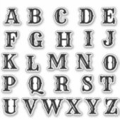 Alfabet Monogram Letters Initiaal Sticker (Voorkant)