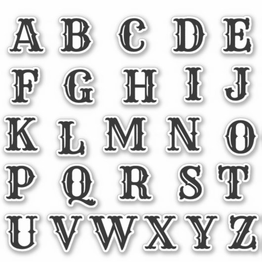 Alfabet Monogram Letters Initiaal Sticker (Voorkant)