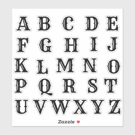Alfabet Monogram Letters Initiaal Sticker (Vel)