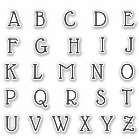 Alfabet Monogram Letters Initiaal Sticker (Voorkant)