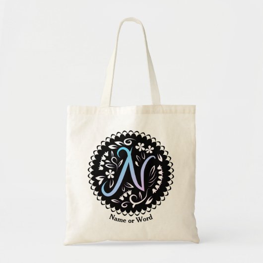 Alfabet N Monogram Handschrift Tote Bag (Voorkant)
