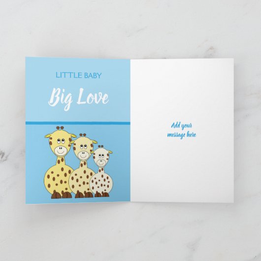 Alfabet naam nieuwe baby schattige giraffen blauw kaart (Binnen)