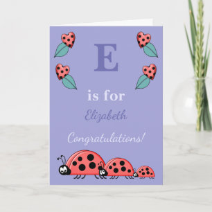 Alfabet naam nieuwe baby schattige lieveheersbeest kaart