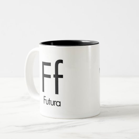 Alfabet of Typography Mok - Futura (Voorkant links)