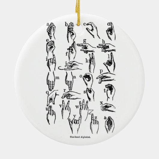 Alfabet-Ornament voor gebarentaal Keramisch Ornament (Achterkant)