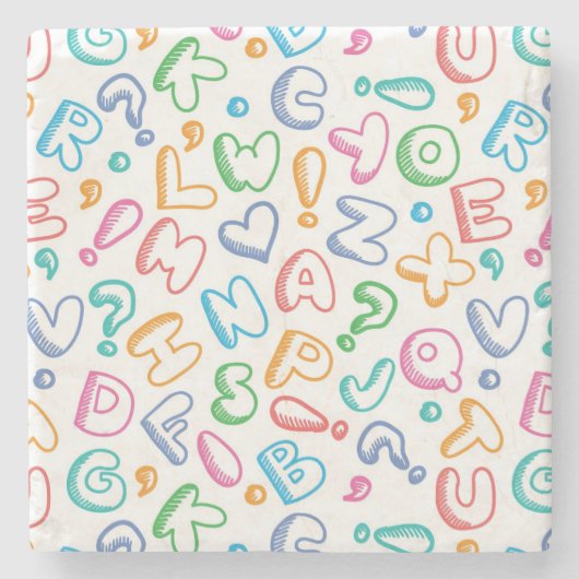 alfabet-patroon stenen onderzetter (Voorkant)