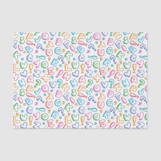 alfabet-patroon tissuepapier (Voorkant)