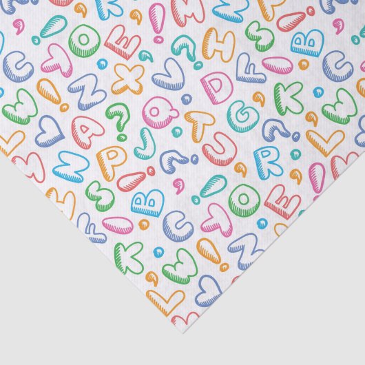alfabet-patroon tissuepapier (Detail)