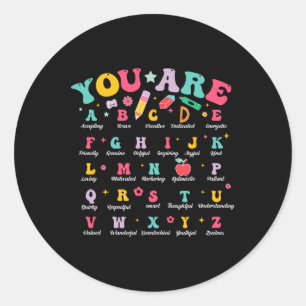 Alfabet Positieve Affirmaties Back To School Docen Ronde Sticker