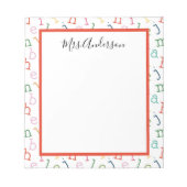 Alfabet Print Kleuterschool Leraar Notitieblok (Voorkant)