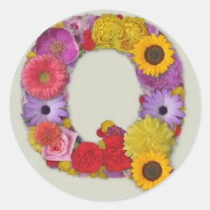 Alfabet Q in bloemen Ronde Sticker