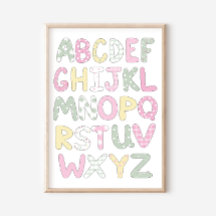 Alfabet Quilt Stijl Letters Kunstprint Poster