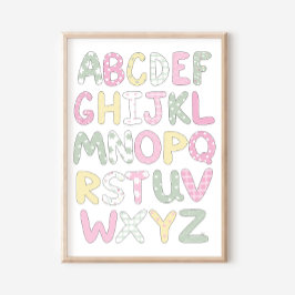 Alfabet Quilt Stijl Letters Kunstprint Poster
