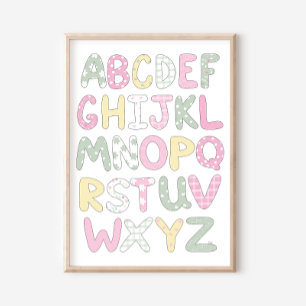 Alfabet Quilt Stijl Letters Kunstprint Poster