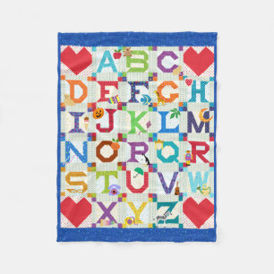 Alfabet quiltontwerp voor baby jongen fleece deken