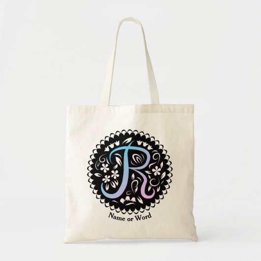 Alfabet R Monogram Handschrift Tote Bag (Voorkant)