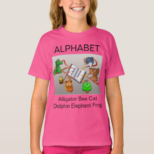 Alfabet Roze Plaatjes Meisjes T-shirt