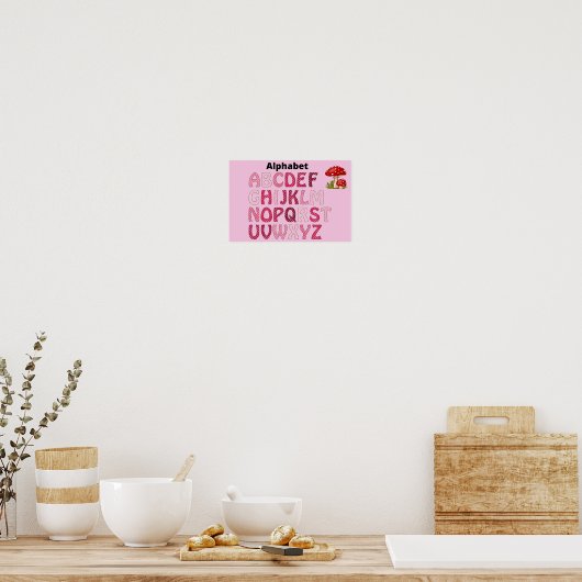 Alfabet roze poster (Keuken)