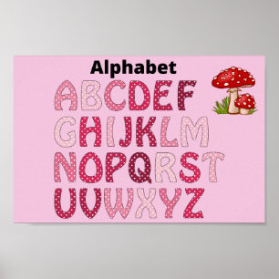 Alfabet roze poster