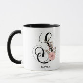 Alfabet Script Letter S Floral Monogram bloem Mok (Links)