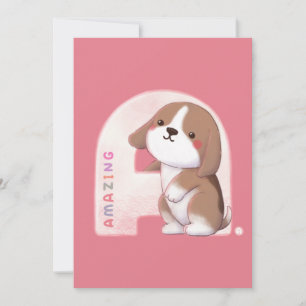Alfabet serie: "A" Amazing Beagle illustratie Feestdagenkaart
