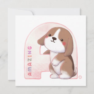 Alfabet serie: "A" Amazing Beagle illustratie Feestdagenkaart