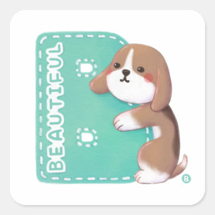 Alfabet serie: "B" Mooie Beagle illustratie Vierkante Sticker