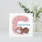 Alfabet serie: "C" Creative Beagle illustratie Feestdagenkaart (Staand voorkant)
