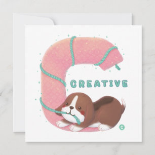 Alfabet serie: "C" Creative Beagle illustratie Feestdagenkaart