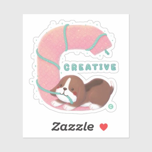 Alfabet serie: "C" Creative Beagle illustratie Sticker (Vel)