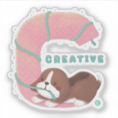 Alfabet serie: "C" Creative Beagle illustratie Sticker (Voorkant)