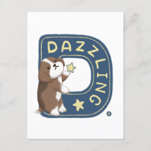 Alfabet serie: "D" Dazzling Beagle illustratie Briefkaart