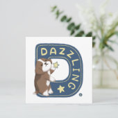 Alfabet serie: "D" Dazzling Beagle illustratie Feestdagenkaart (Staand voorkant)