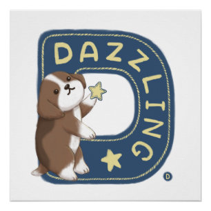 Alfabet serie: "D" Dazzling Beagle illustratie Perfect Poster