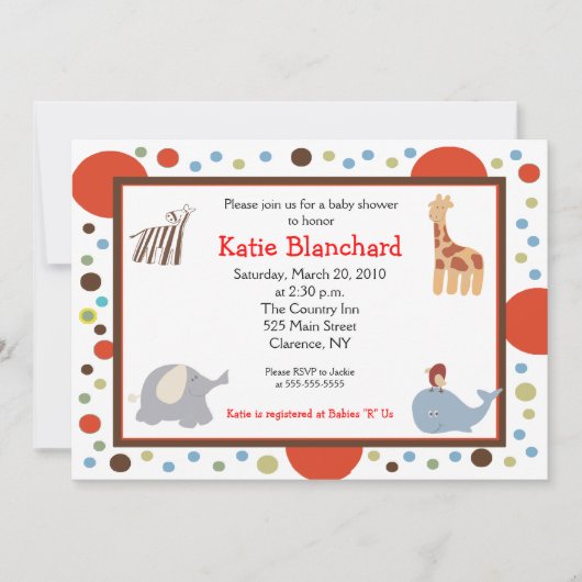 Alfabet Soup Stippen 5x7 Baby shower Uitnodiging (Voorkant)