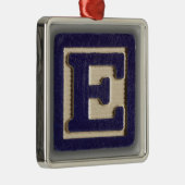 Alfabet Speelgoed blok E Metalen Ornament (Rechts)