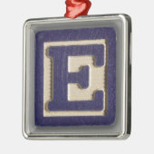 Alfabet Speelgoed blok E Metalen Ornament (Links)