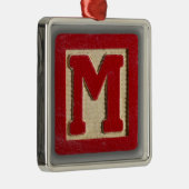 Alfabet Speelgoed Blok M Metalen Ornament (Rechts)