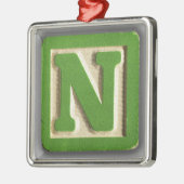 Alfabet Speelgoed blok N Metalen Ornament (Links)