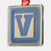 Alfabet Speelgoed blok V Metalen Ornament (Links)