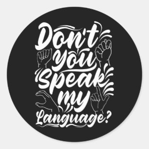 Alfabet Spreek je mijn Amerikaanse Zangtaal niet Ronde Sticker