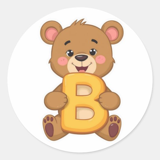 Alfabet sticker – B met beer (Voorkant)