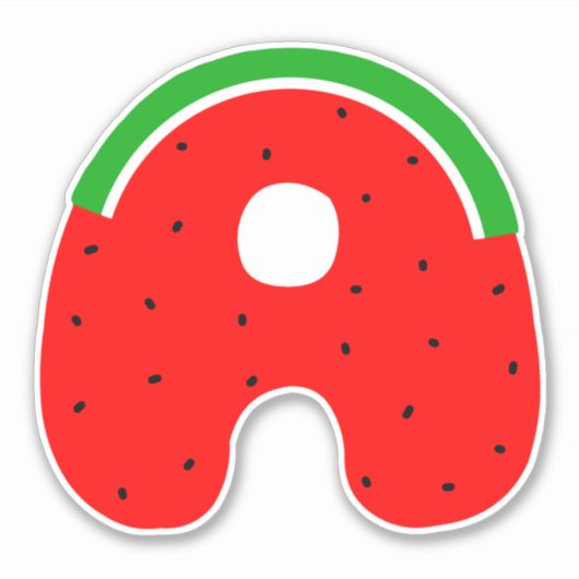 Alfabet Sticker, letter A Sticker, watermeloen Sticker (Voorkant)