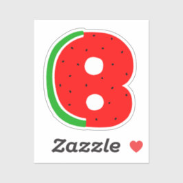 Alfabet Sticker, letter B Sticker, watermeloen Sticker
